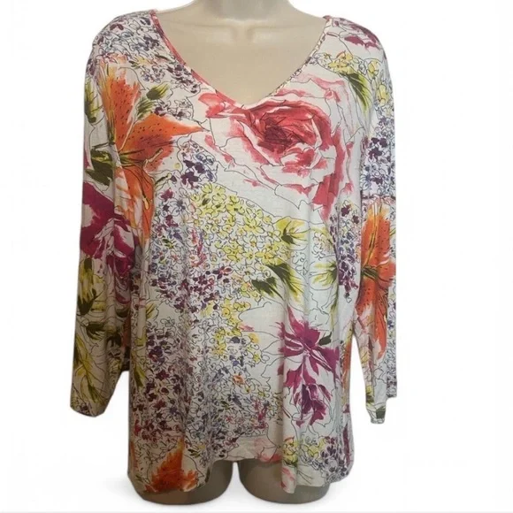 Vintage Chico’s Floral Top - Picture 1 of 16